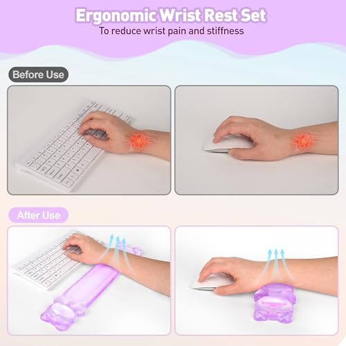 Gel Keyboard and Mouse Wrist Rest Set,Clear Wrist Pad for Computer Keyboard