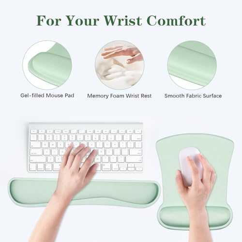 Ergonomic Keyboard Wrist Rest Memory Foam and Soft Gel Mouse Pad