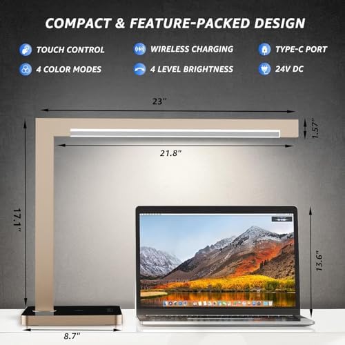 2-Pack Aluminum Desk Lamp with Charging Station,15W Table Lamp