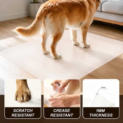 36"x 94" Extra Large Translucent Silicone Pet Spill Mat, Waterproof Heat Resistant Nonstick Countertop Protector Mat, Durable Non-Slip Floor Liner for Pet Playpen and Multi-Pet Daily Feeding Station