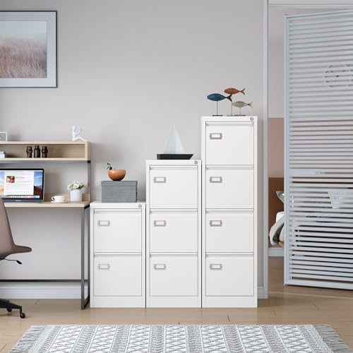 SISESOL 3 Drawer File Cabinet with Lock and Tag,Narrow Three Drawer Filing Cabinet,Vertical Metal File Cabinets,Small White Filing Cabinets for Home Office Fit Letter/A4/Legal Size File,Easy Assembly