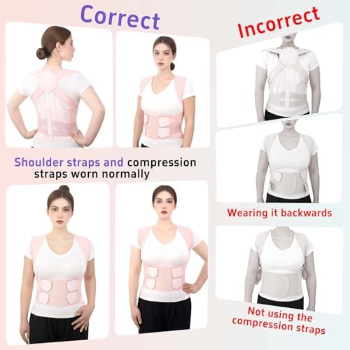 Back Brace Posture Corrector for Women and Men Upgraded Dynamic Traction Correction System Adjustable Shoulder Support Straightener Helps Reduce Upper Lower Back Pain Suitable for Hump Scoliosis Pink Small