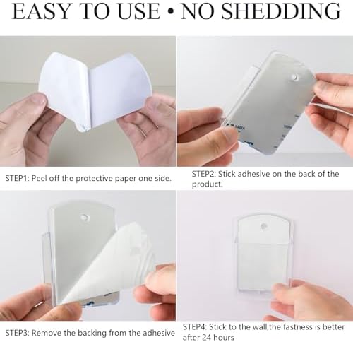 4 Pcs Remote Control Holder Wall Mount, TV Controller Holder, Self Adhesive Remote Holder, Wall Pen Holder Storage Accessories for Home Office School（Clear）