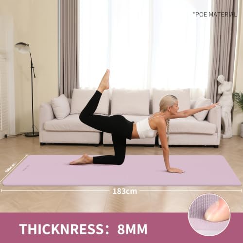 Extra Wide & Thick 8mm Yoga Mat, 72"x31.5"
