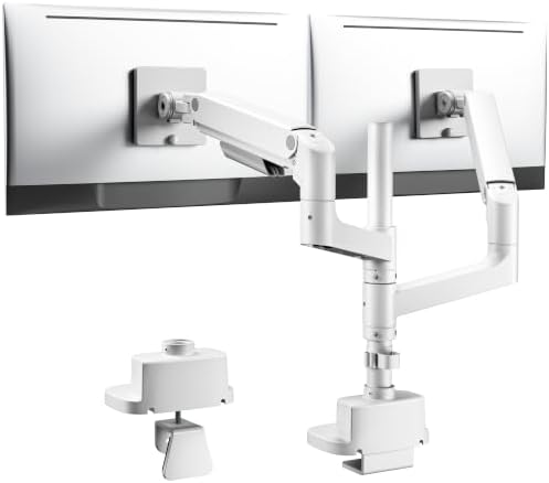 Dual Monitor Arm for 17"-49" Monitors, 44 lbs, VESA 75/100, White