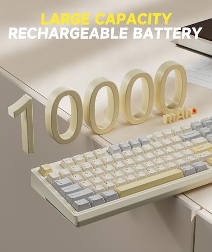 SOLAKAKA KI99 Pro 96% Wireless Gaming Keyboard, RGB Creamy Keyboardw with Knob, Hot-Swappable Pre-Lubed Switches, Gasket Structure Mechanical Keyboards (Beige-White, Non-Silent Version)