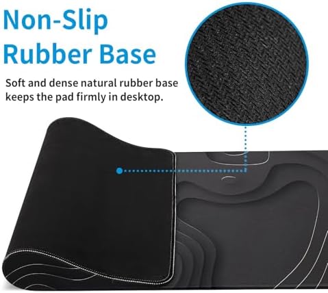 Large Anime Gaming Mouse Pad Black Solid Geometry Desk Pad Computer Keyboard Mat Non-Slip Rubber Base Office Decor Waterproof Mouse Mat