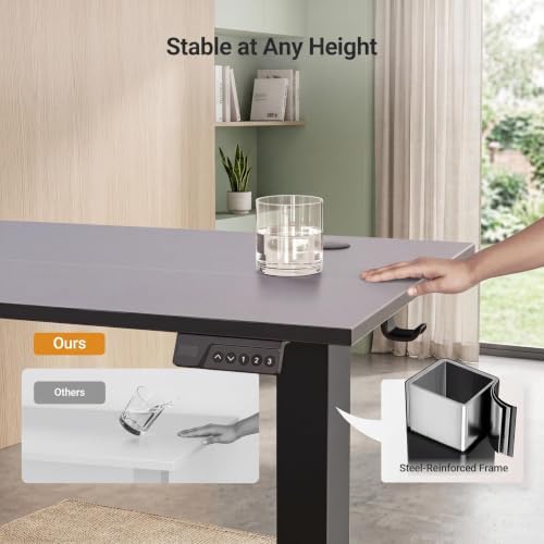 Claiks Electric Standing Desk, 40x24 Inch, Black