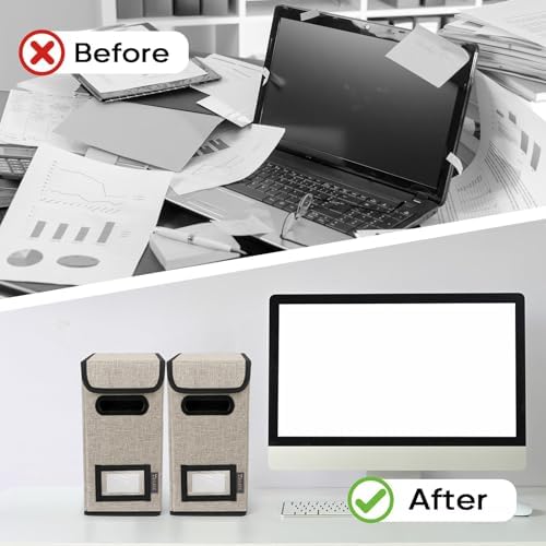 BALEINE File Organizer Box with Lid, Collapsible Hanging File Storage Box