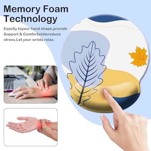 Mouse Pad Wrist Support,Ergonomic Mouse Pad with Wrist Rest,Comfortable Mousepad with Smooth Wrist Rest,Pain Relief Mouse Pads for Non-Slip Base,Computer,Laptop,Office & Home (Modern Abstract2)