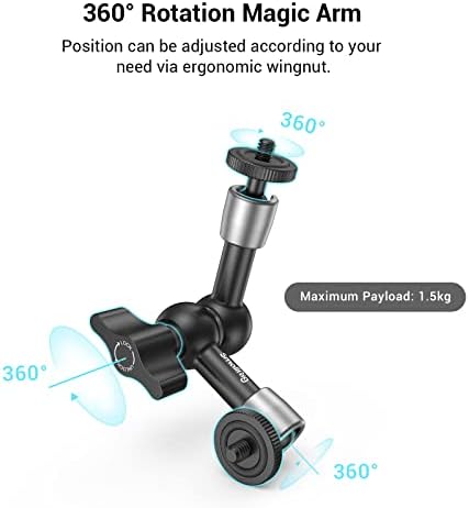 SMALLRIG Super Clamp w/ 1/4" and 3/8" Thread and 5.8 Inches Adjustable Friction Power Articulating Magic Arm with 1/4" Thread Screw for LCD Monitor/LED Lights - KBUM2730 (Pack of 2)