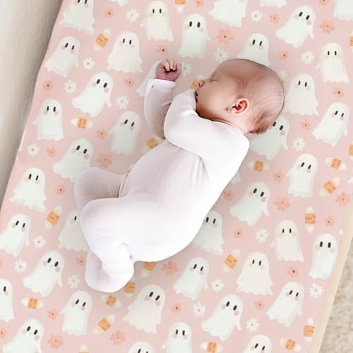 Cute Halloween Theme Corn Candy Flower Pattern Baby Changing Pad Cover, Unisex Fall Winter Holiday Nursery Diaper Changing Table Pad Mat Sheet for Boys Girls-16x32