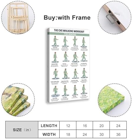 Printable Tai Chi Walking for Seniors Tai Chi Walking Chart Exercise Chart Canvas Poster Wall Art for Living Room Bedroom Decor Frame 12x18inch