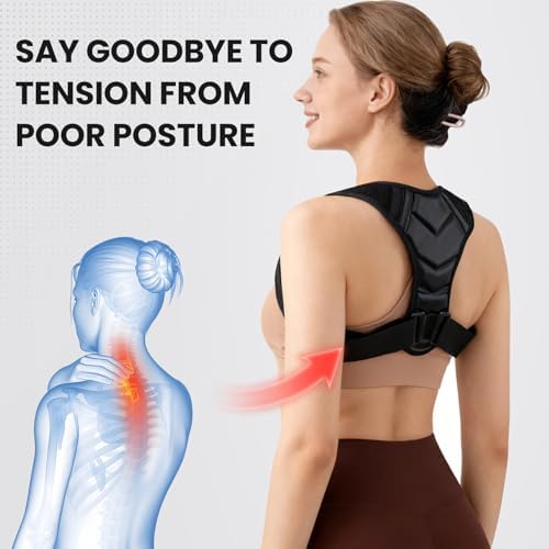 Posture Corrector for Men & Women,back posture corrector for men,posture brace,back straightener posture corrector,Adjustable Upper Back Shoulder Brace, Back Straightener for Neck, Spine Alignment, Improve Posture, Comfortable & Breathable,S/M