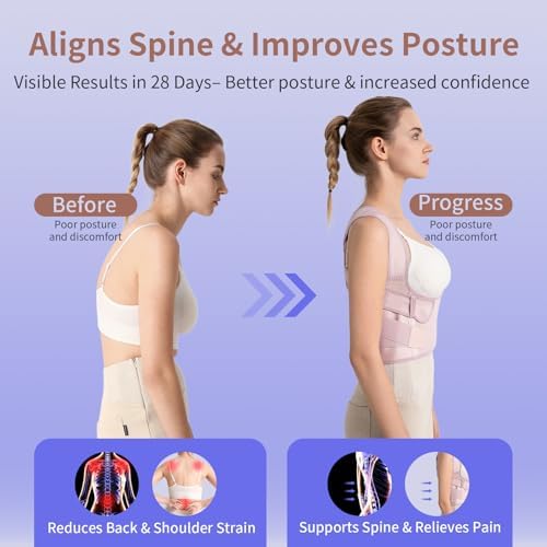 NLNYCT Posture Corrector for Women – 2-in-1 Back Brace with Shoulder Support, Adjustable Full Back Straightener for Upper & Lower Back Pain Relief, Hunchback, Scoliosis & Spine Alignment (Medium/Large)