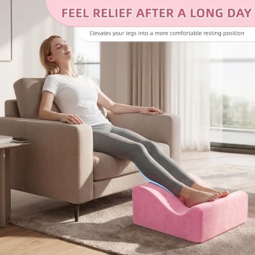 Work Foot Rest Under Desk,Ergonomic Footrest & Washable Cover Pink