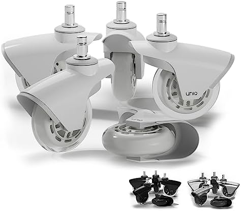 Replacement Office Chair Wheels for Carpet, Wood & Tile, Set of 5 - Premium Quality Office Chair Casters for Work & Gaming Chair - Smooth & Noise-Free Rubber Wheel for Office Chair