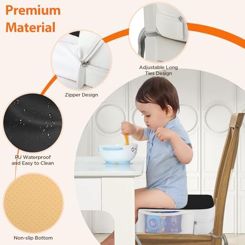 Booster Seat for Kitchen Chair, 3.8" Kid Booster Seat Cushion with Ties