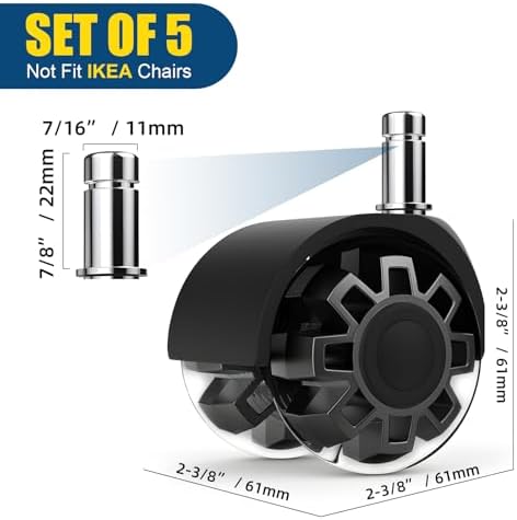 Minewill 2" Office Chair Wheels - Protection for Hardwood Floors and Carpet