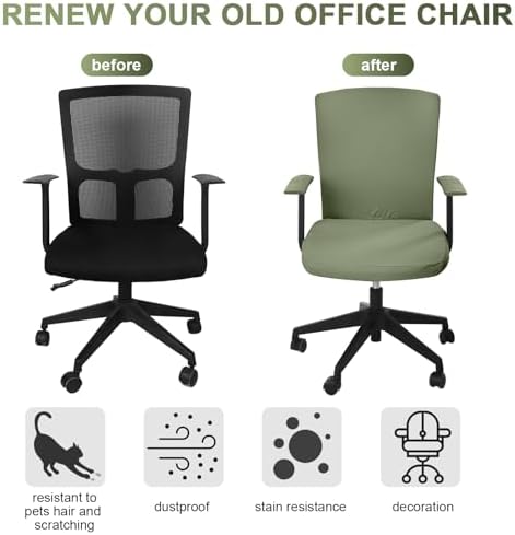 4 Pcs Office Chair Covers Set Computer Armrest Slipcover Seat, Grass Green
