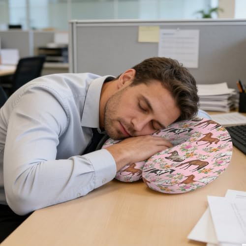 Travel Pillows U Shape Memory Foam Pink Flower Horse Plane Neck Pillows Head Support Comfort Portable Floral Animal Headrest Neck Pillow for Airplane Car Office Home Chair Sleeping Napping Rest