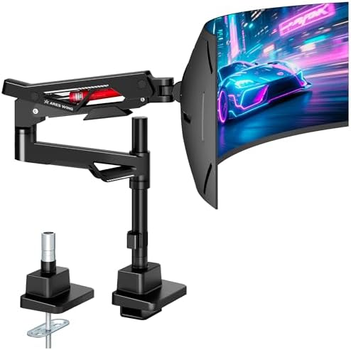 ARES WING Heavy Duty Gas Spring Ultrawide Monitor Arm 57" 66Lbs VESA Mount
