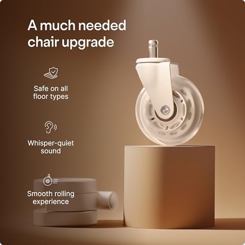 Desktronic Office Chair Caster Wheels Set of 5 — BIFMA Certified, 3X More Durable, Fits 99% of Chairs, No Chair Mat Needed, Safe for Hardwood, Tile & Carpet, 551 lbs Capacity (White)