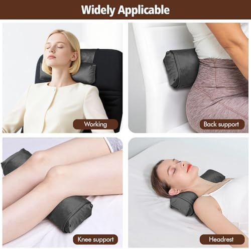WdFour Velvet Neck & Head Pillow for Recliner Chair, Small Ergonomic Cervical Support Pillow for Home, Office and Travel, Non-Slip Cushion for Tension Relief & Shoulder Comfort (Dark Gray)