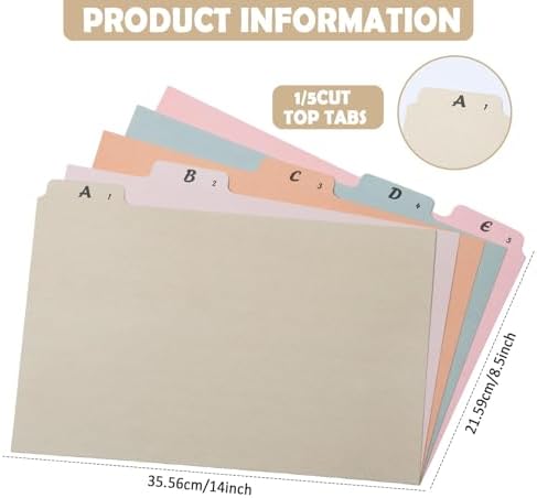 1 Set A-Z Alphabetic and Number Top Label Files, Legal Size, 25 Sheets File Dividers 1/5 Cut Label File Cabinet Dividers Desk Organizer for Office, Home and School (Classic)