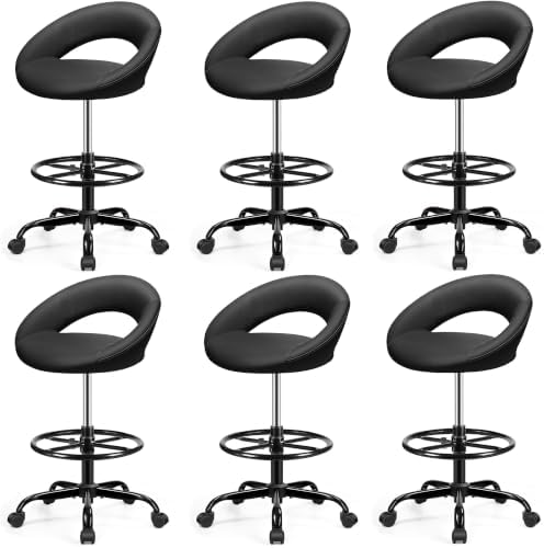 Office Drafting Chair for Standing Desk, PU Leather Bar Stools