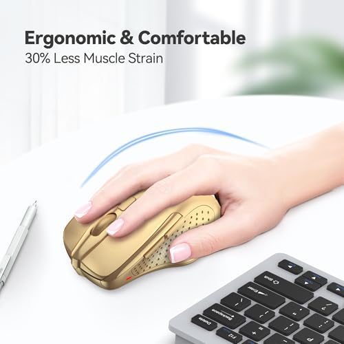 TECKNET Wireless Mouse, 2.4G Ergonomic Computer Mouse, 2600 DPI, Gold