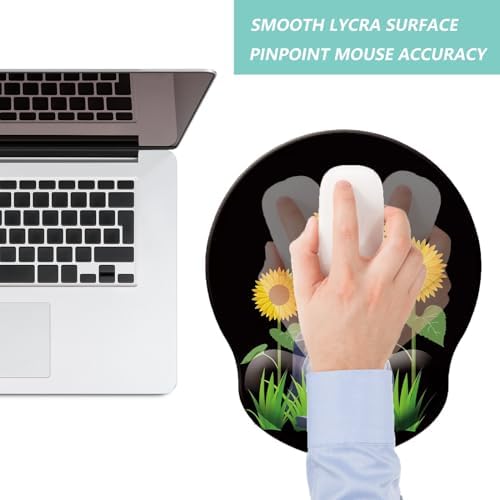 Mouse Pad with Wrist Support, Ergonomic Mouse Pad with Memory Foam Wrist Rest Cushion, Non-Slip Rubber Base Gaming Mice Pad for Home Office Computer Laptop, Sunflower