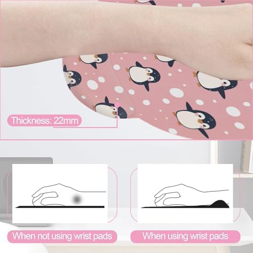 Cute Penguin Keyboard Wrist Rest Pad Mouse Pad Set,Ergonomic Mousepad Wrist Support Memory Foam Desk Pad for Gaming Office,Non-Slip Rubber Base Easy Typing for Home Office Computers