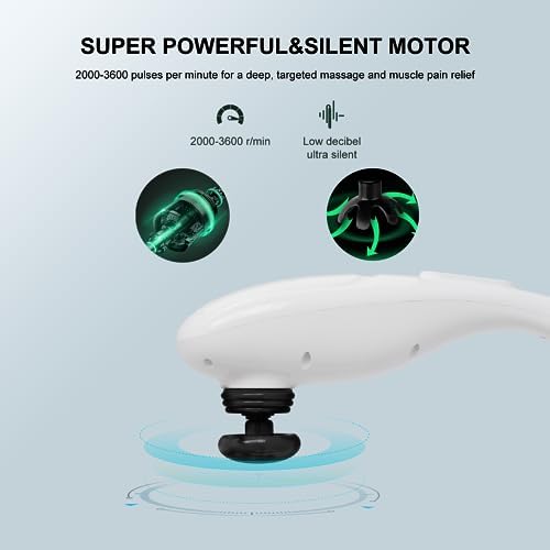 MEGAWISE Handheld Back Massager, Body Massager Adjustable Speed, Off-White