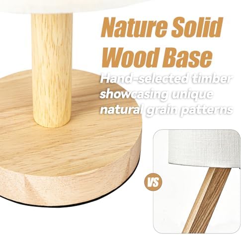 LALISU Small Table Lamp，Nightstand Lamp Wood Base Bedside Lamp Plug in