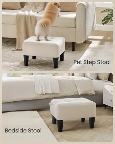 SONGMICS Foot Stool, Small Velvet Ottoman with Thick Cushion