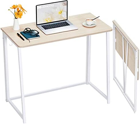 WOHOMO Folding Desk, 39.4" Foldable Computer Table for Small Spaces, Oak