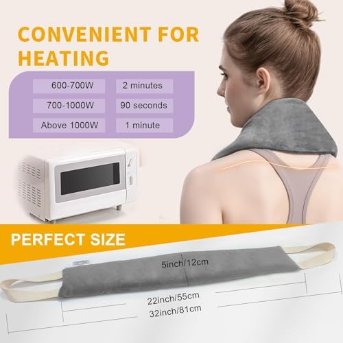 Neck Heating Pad Microwavable with Machine Washable Cover Weighted Microwave Heating Pad Neck Wrap for Shoulder Back Pain Relief, Warm Rice Bag Pack for Cramps Hot Cold Therapy 1.5lbs Lavender Scented