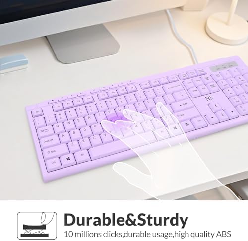 Rii RK907 Ultra-Slim Compact USB Wired Keyboard for MAC and PC-Purple