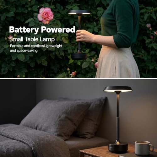 1 Pack Rechargeable Table Lamps Cordless, 5000mAh Outdoor Table Light 3 Color Stepless Dimming Portable LED Table Lamp with Memory Function, for Home/Dinner/Patio/Restaurant.(Black)