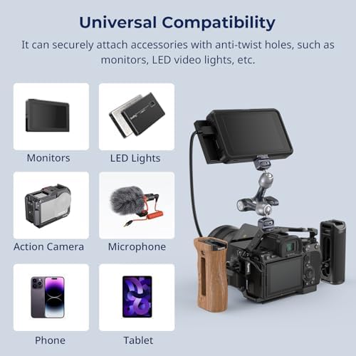SMALLRIG 7" Rosette Magic Arm, Camera Monitor Mount, Articulating Arm with 1/4"-20 and 3/8"-16 Locating Screw for ARRI, Max Load Capacity 3.5kg Friction Arm, for Cameras, Monitors, LED Lights