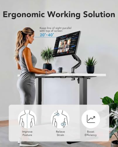 HUANUO 70x 30 Inch 3-Stage Electric Standing Desk, Brushless Motor, White & Black