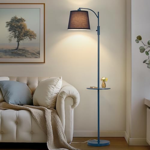 AIDENOEY Blue Floor Lamp with Table, Dimmable Standing Lamp, Living Room