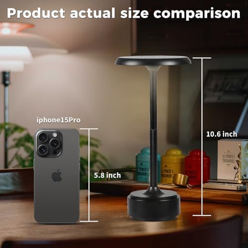 Cordless Rechargeable Modern Metal Table Lamp, Touch Dimming, 3-Color