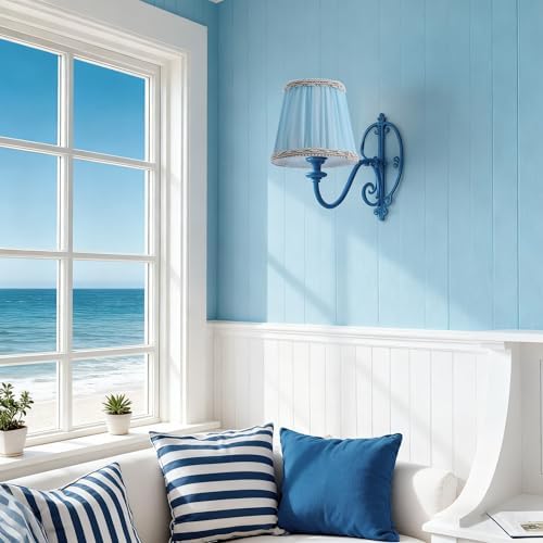 Fuloon Chandelier Lamp Shades, Clip on Small Sconce Lamp Shades, Suit for Candelabra Bulbs in Modern/European/French Country/Farmhouse Decoration, 3.5x4.3x4.9 in(6 Pack, Chiffon Blue)