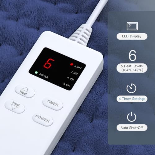 Long Heating Pad for Legs and Back Pain Relief, 33"x17" Electric Heat Wrap with Moist/Dry Option, 6 Heat Settings, Auto Shut-Off, Muscle Recovery Gift for Athletes