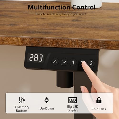 Electric Standing Desk, Computer Game Desk Adjustable Height Desk with 3 Memory Height, 55" Stand Up Desk with Two Desktops for Home Office, Study and Gaming
