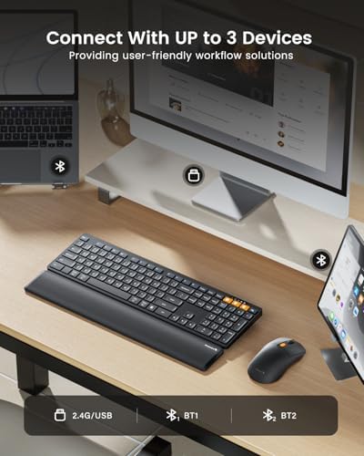 ProtoArc KM60 Wireless Ergonomic Keyboard Mouse Combo, Black
