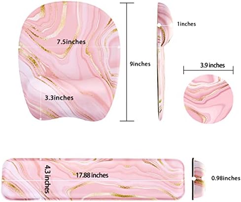 Keyboard Wrist Rest Mouse Pad Wrist Support for Computer Desktop/Laptop/Notebook Memory Foam Keyboard Pad Ergonomic Hand Rest Wrist Cushion for Home Office Gaming - Pink Fluid