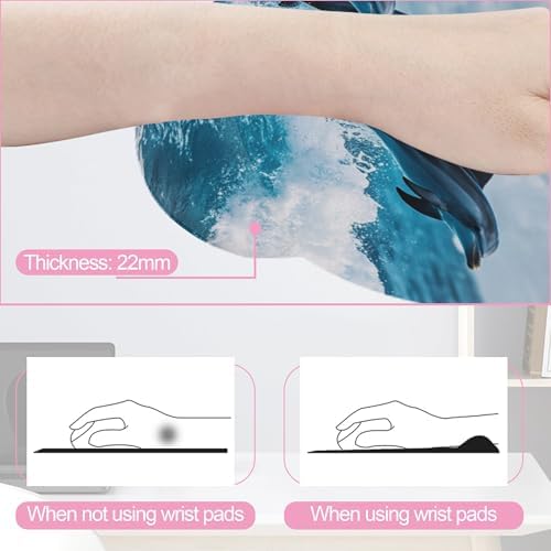 Dolphins in Ocean Ergonomic Wrist Support Keyboard Mouse Wrist Rest Set, Computer Office Comfortable Wrist Rest for Mouse Easy Typing